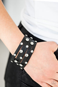 Paparazzi Accessories Rhinestone Reputation - Black Bracelet 