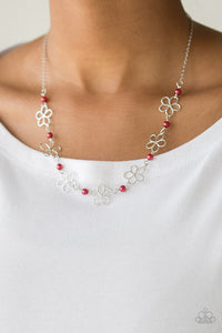 Paparazzi Accessories Always Abloom - Red Necklace & Earrings 