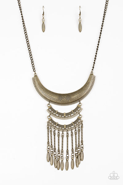 Paparazzi Accessories Eastern Empress - Brass Necklace & Earrings 