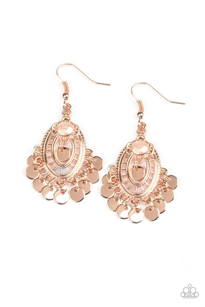 Paparazzi Accessories Chime Chic - Rose Gold Earrings 