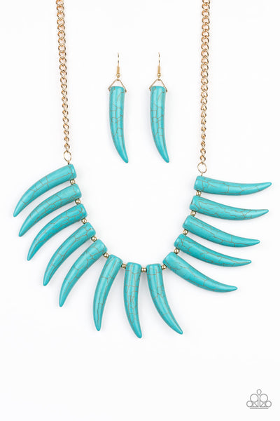 Paparazzi Accessories Tusk Tundra - Blue Necklace & Earrings 