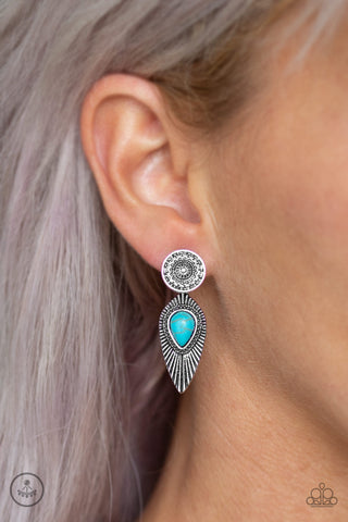 Paparazzi Accessories Fly Into The Sun - Blue Post Earrings 