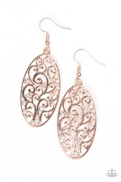 Paparazzi Accessories Glistening Gardens - Rose Gold Earrings 