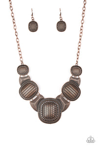 Paparazzi Accessories Prehistoric Powerhouse - Copper Necklace & Earrings 