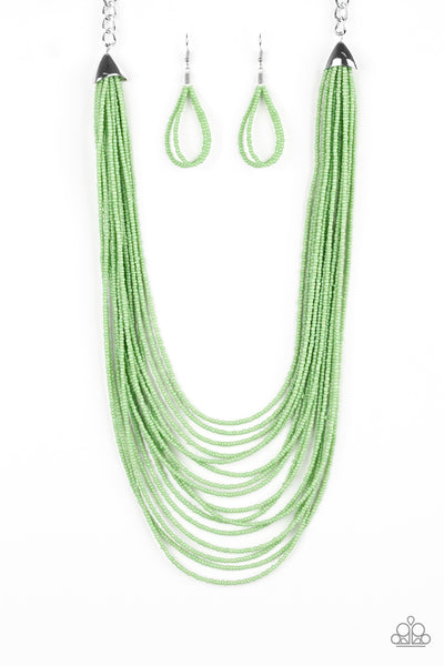 Paparazzi Accessories Peacefully Pacific - Green Necklace & Earrings 
