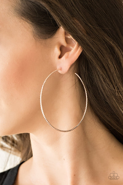 Paparazzi Accessories Hooked On Hoops - Rose Gold Earrings 