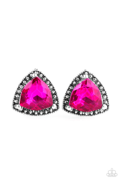 Paparazzi Accessories Daringly Duchess - Pink Post Earrings 