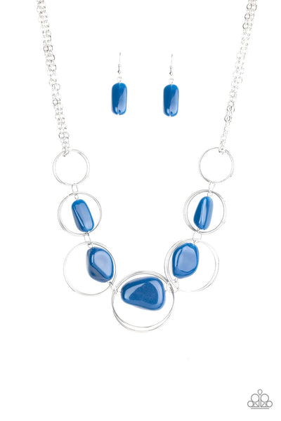 Paparazzi Accessories Travel Log - Blue Necklace & Earrings 