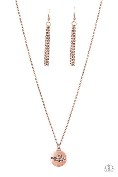 Paparazzi Accessories World's Best Grandma - Copper Necklace & Earrings 