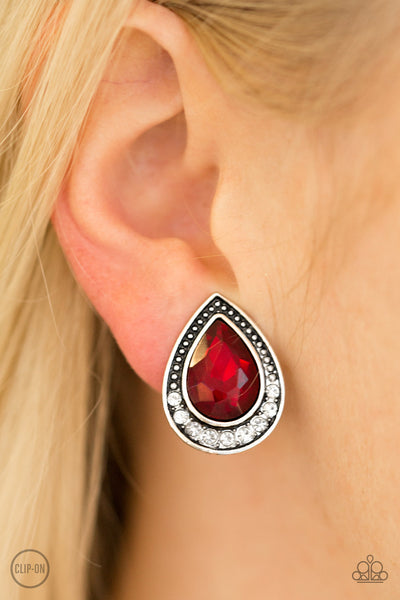 Paparazzi Accessories Radiantly Ravishing - Red Clip-On Earrings 