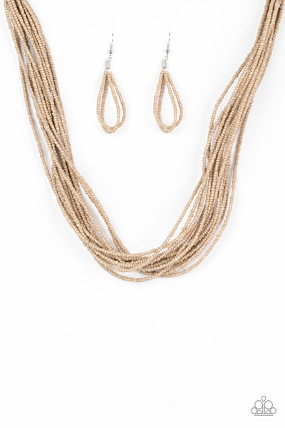 Paparazzi Accessories Wide Open Spaces Brown Necklace & Earrings 