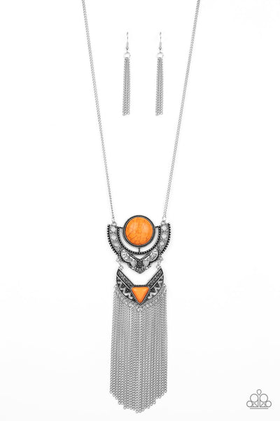 Paparazzi Accessories Spirit Trek - Orange Necklace & Earrings 