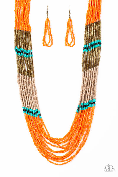 Paparazzi Accessories Rio Roamer - Orange Necklace & Earrings 