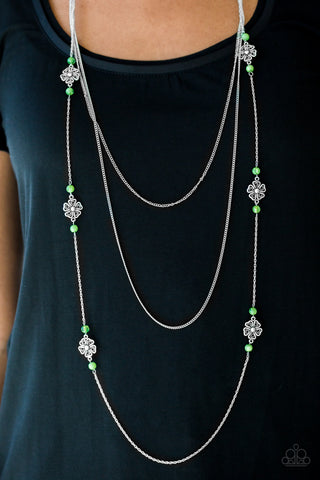 Paparazzi Accessories Hibiscus Hideaway - Green Necklace & Earrings 