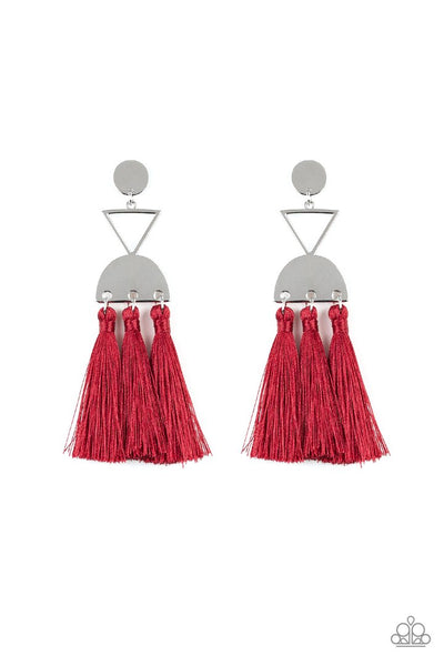 Paparazzi Accessories Tassel Trippin - Red Earrings 