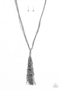 Paparazzi Accessories Hand-Knotted Knockout - Silver Necklace & Earrings 