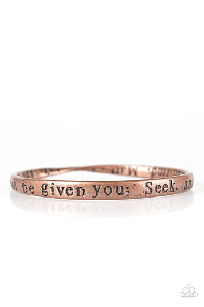 Paparazzi Accessories It Shall Be Given - Copper Bracelet 