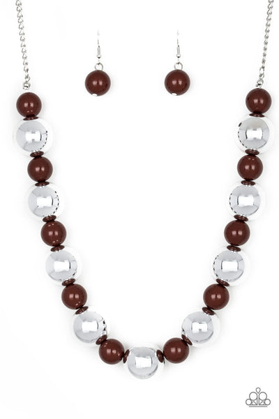 Paparazzi Accessories Top Pop - Brown Necklace & Earrings 