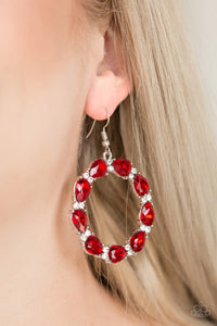 Paparazzi Accessories Ring Around The Rhinestones - Red Earrings 