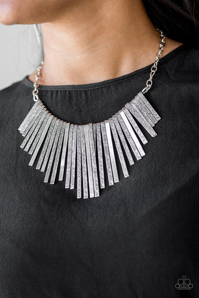 Paparazzi Accessories Welcome To The Pack - Silver Necklace & Earrings 