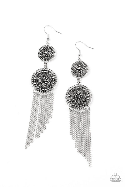 Paparazzi Accessories Medallion Mecca - Silver Earrings 