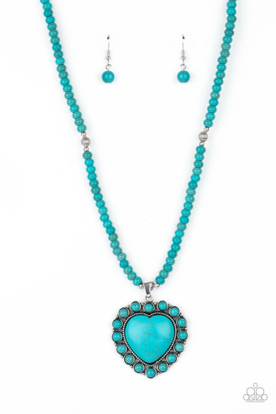 Paparazzi Accessories A Heart Of Stone - Blue Necklace & Earrings 