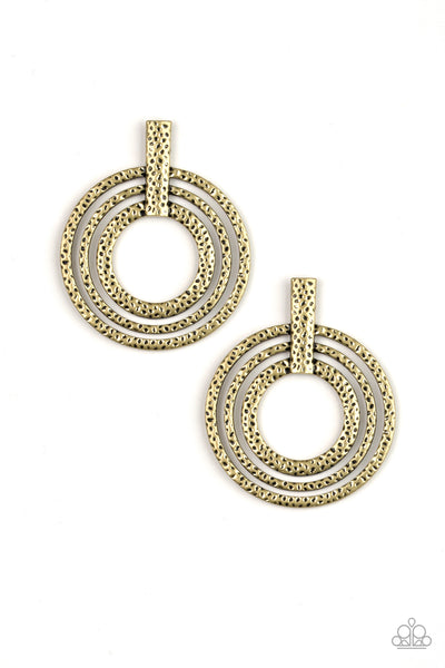 Paparazzi Accessories Ever Elliptical - Brass Earrings 