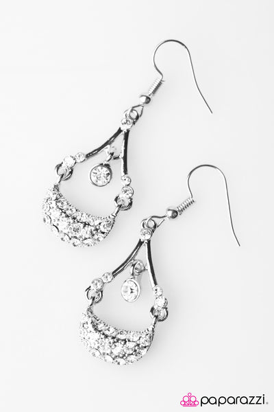 Paparazzi Accessories SHIMMER Solstice - White Earrings 