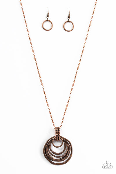 Paparazzi Accessories Rippling Relic - Copper Necklace & Earrings 