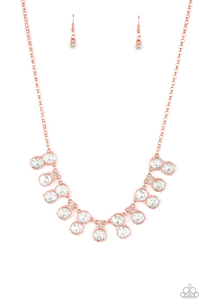 Paparazzi Accessories Top Dollar Twinkle - Copper Necklace & Earrings 