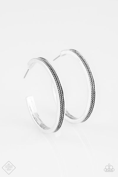 Paparazzi Accessories Jungle Stride Silver Hoop Earrings 