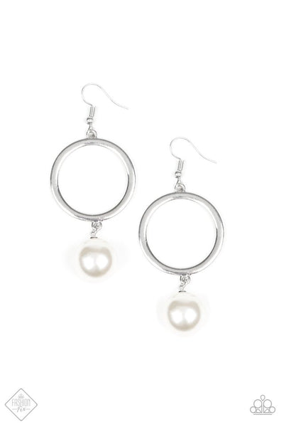 Paparazzi Accessories Grand Central Chic White Earrings 