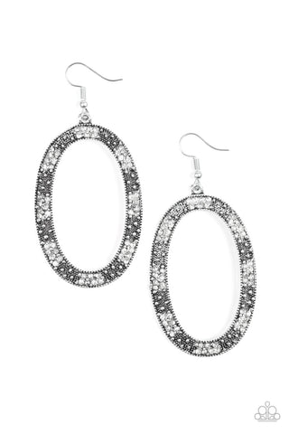 Paparazzi Accessories Rhinestone Rebel - White Earrings 