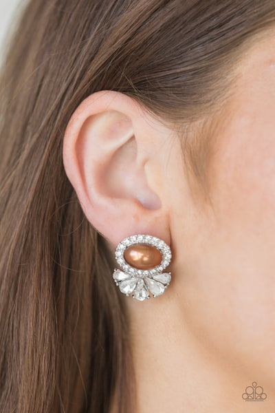 Paparazzi Accessories Happily Ever After-Glow - Brown Post Earrings 