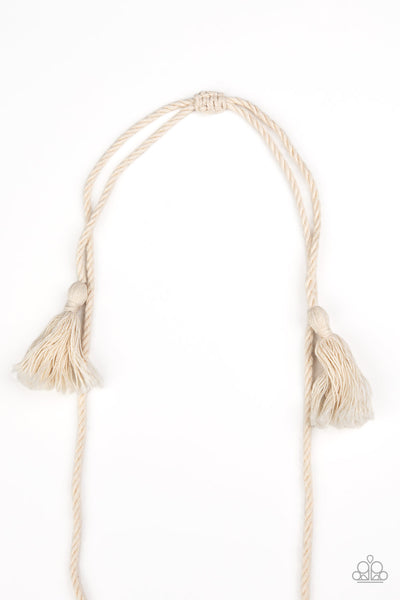 Paparazzi Accessories Macrame Mantra - White Necklace & Earrings 