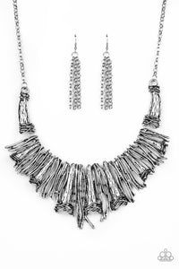 Paparazzi Accessories In The MANE-stream - Silver Necklace & Earrings 