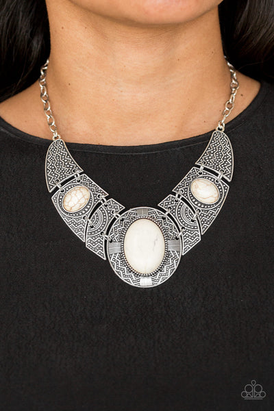 Paparazzi Accessories Leave Your LANDMARK - White Necklace & Earrings 