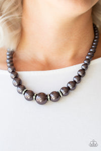 Paparazzi Accessories Party Pearls - Black Necklace & Earrings 