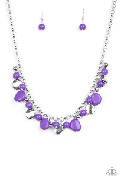 Paparazzi Accessories Flirtatiously Florida - Purple Necklace & Earrings 