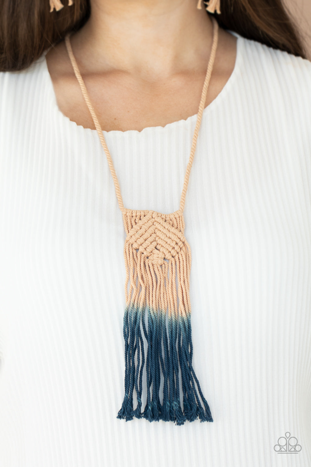 Paparazzi Accessories Look At MACRAME Now - Blue Necklace & Earrings 