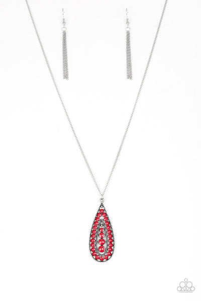 Paparazzi Accessories Tiki Tease - Red Necklace & Earrings 