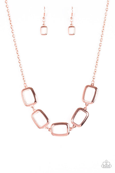 Paparazzi Accessories Gorgeously Geometric - Copper Necklace & Earrings