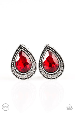 Paparazzi Accessories Radiantly Ravishing - Red Clip-On Earrings 