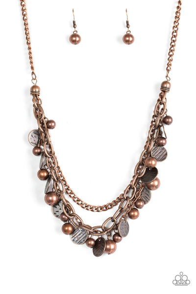 Paparazzi Accessories Cast Away Treasure - Copper Necklace & Earrings 