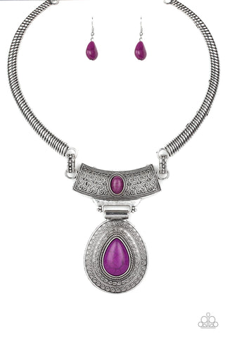 Paparazzi Accessories Prowling Prowess - Purple Necklace & Earrings 
