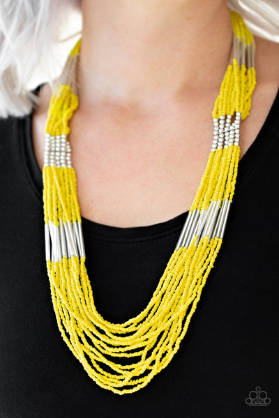 Paparazzi Accessories Let It BEAD - Yellow Necklace & Earrings 