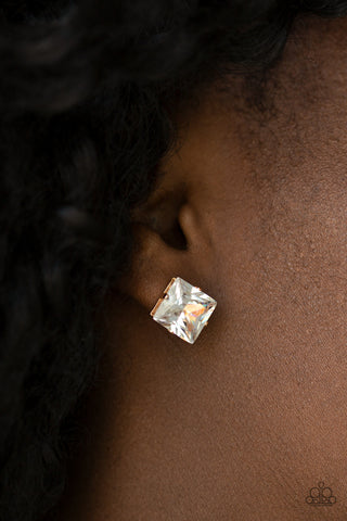 Paparazzi Accessories Prima Donna Drama Gold Post Earrings 