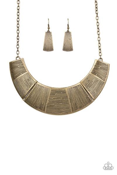 Paparazzi Accessories More Roar - Brass Necklace & Earrings 