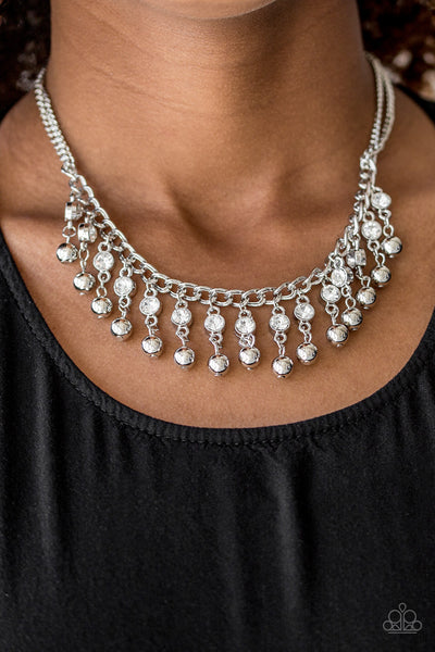 Paparazzi Accessories Pageant Queen - White Necklace & Earrings 