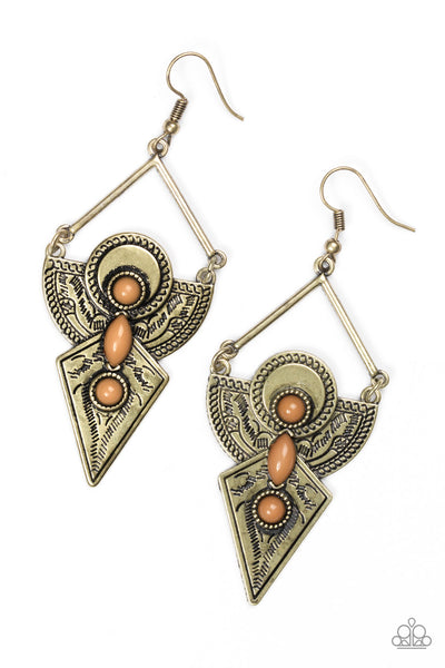 Paparazzi Desert Dynasty - Brown Earrings